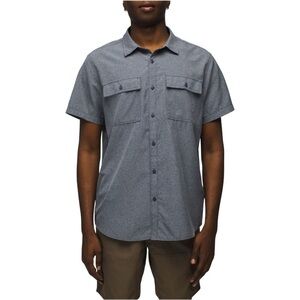 Prana Sol Short Sleeve Shirt Mens Size XL Gray Button Up Breathable Casual Light